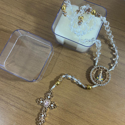 TERÇO DE NOIVA CRISTAL NOSSA SENHORA APARECIDA MOD6 10MM (1 UNIDADE)
