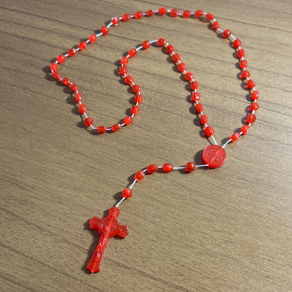 TERÇO ACRÍLICO G VERMELHO BRILHOSO 6MM (12 UNIDADES)