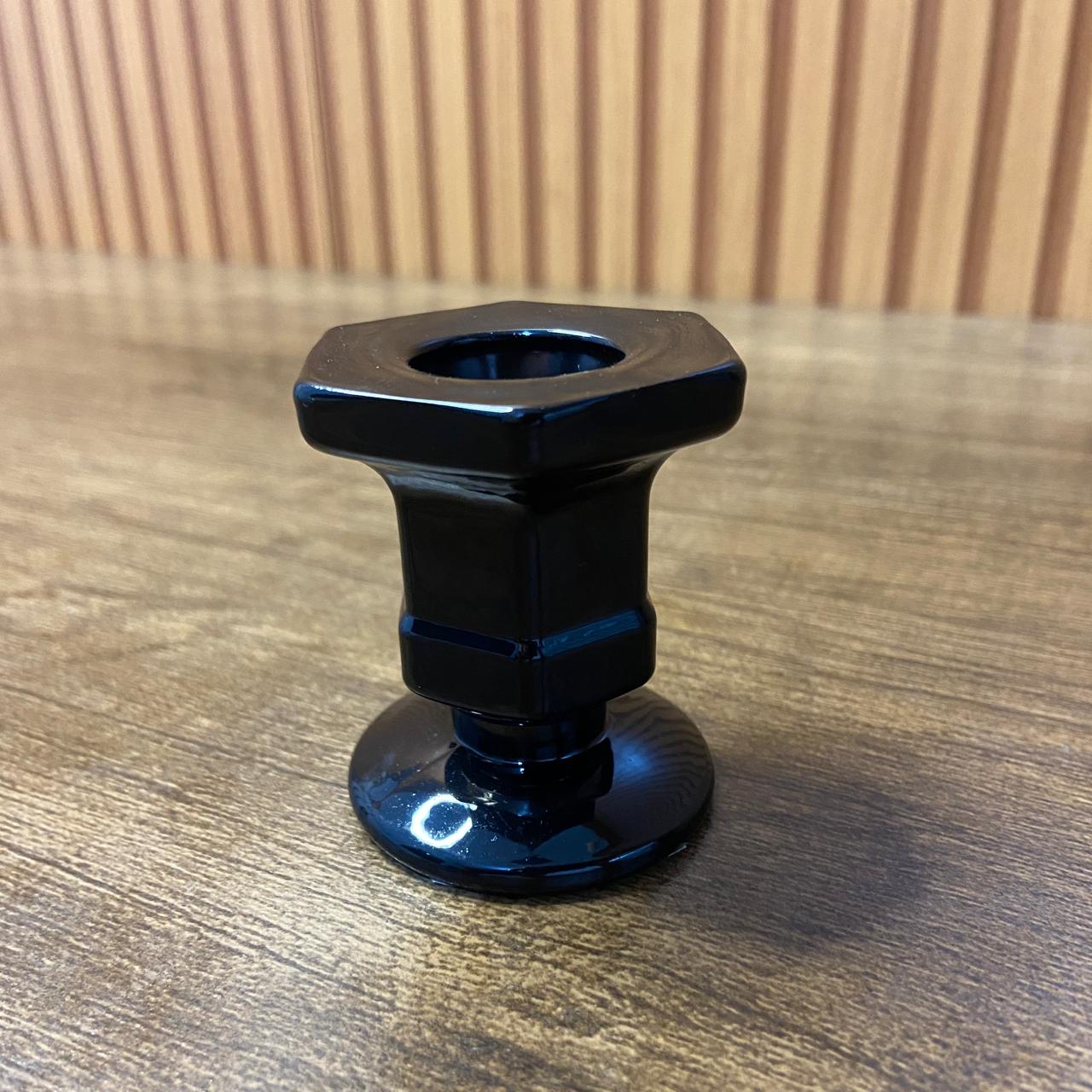 CASTIÇAL DE VIDRO PRETO 5,8CM (1 UNIDADE)