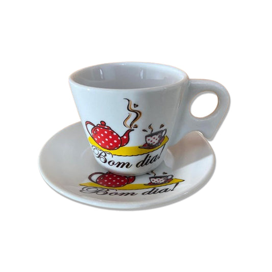 XÍCARA COM PIRES BOM DIA  200ML (1 UNIDADE)