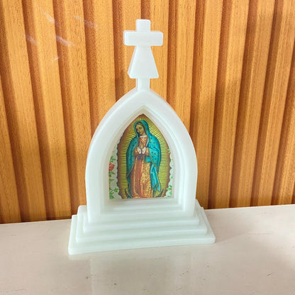 CAPELA ACRÍLICA G NOSSA SENHORA DE GUADALUPE  FLUORESCENTE 18X12CM (1 UNIDADE)