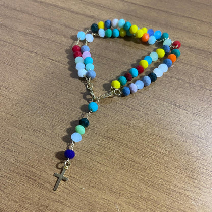 TERÇO PULSEIRA CRISTAL COLORIDA  (3 UNIDADES)