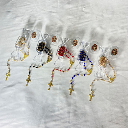 TERÇO CANDY CRISTAL SÃO BENTO 4MM (12 UNIDADES)