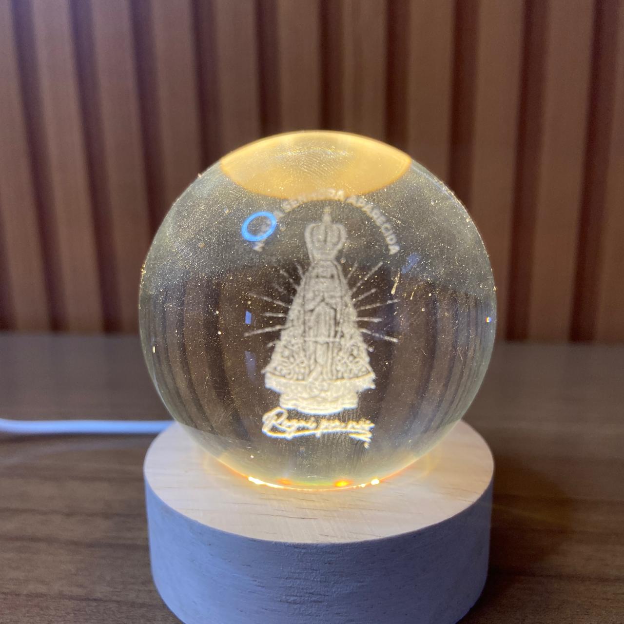 LUMINÁRIA LED BOLA DE VIDRO NOSSA SENHORA APARECIDA (1 UNIDADE)