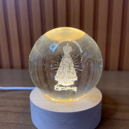LUMINÁRIA LED BOLA DE VIDRO NOSSA SENHORA APARECIDA (1 UNIDADE)