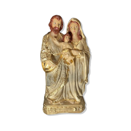 IMAGEM DE GESSO SAGRADA FAMÍLIA DOURADA 21CM (1 UNIDADE)