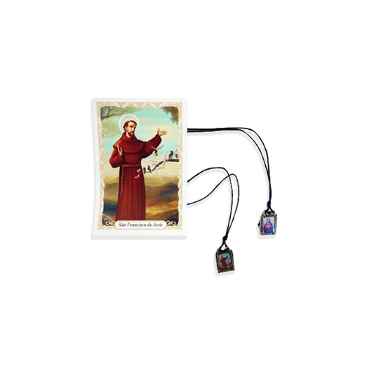 ESCAPULÁRIO DE COURO SÃO FRANCISCO DE ASSIS (12 UNIDADES)
