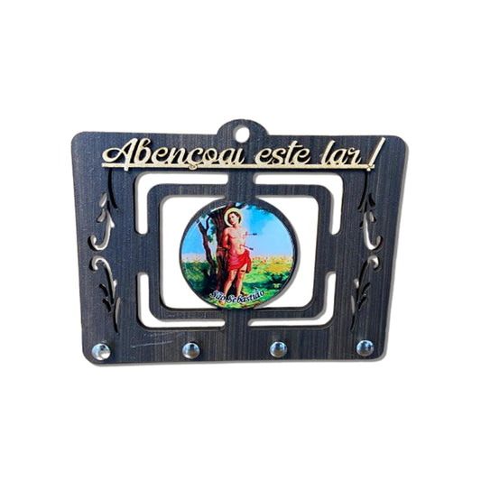 PORTA CHAVE VAZADO RESINADO SÃO SEBASTIÃO 14CM (1 UNIDADE)