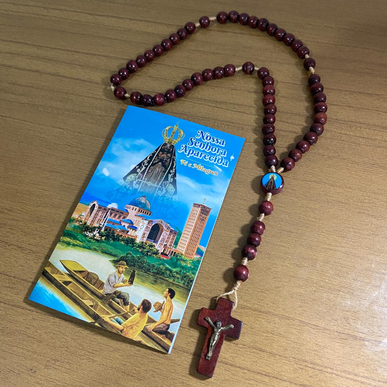 TERÇO DE MADEIRA NOSSA SENHORA APARECIDA 08MM MOD02 (3 UNIDADES)