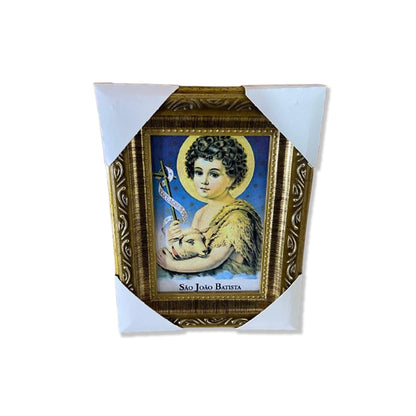 QUADRO COM MOLDURA RESINADO SÃO JOÃO BATISTA MENINO 20,5X15,5 (1 UNIDADE)