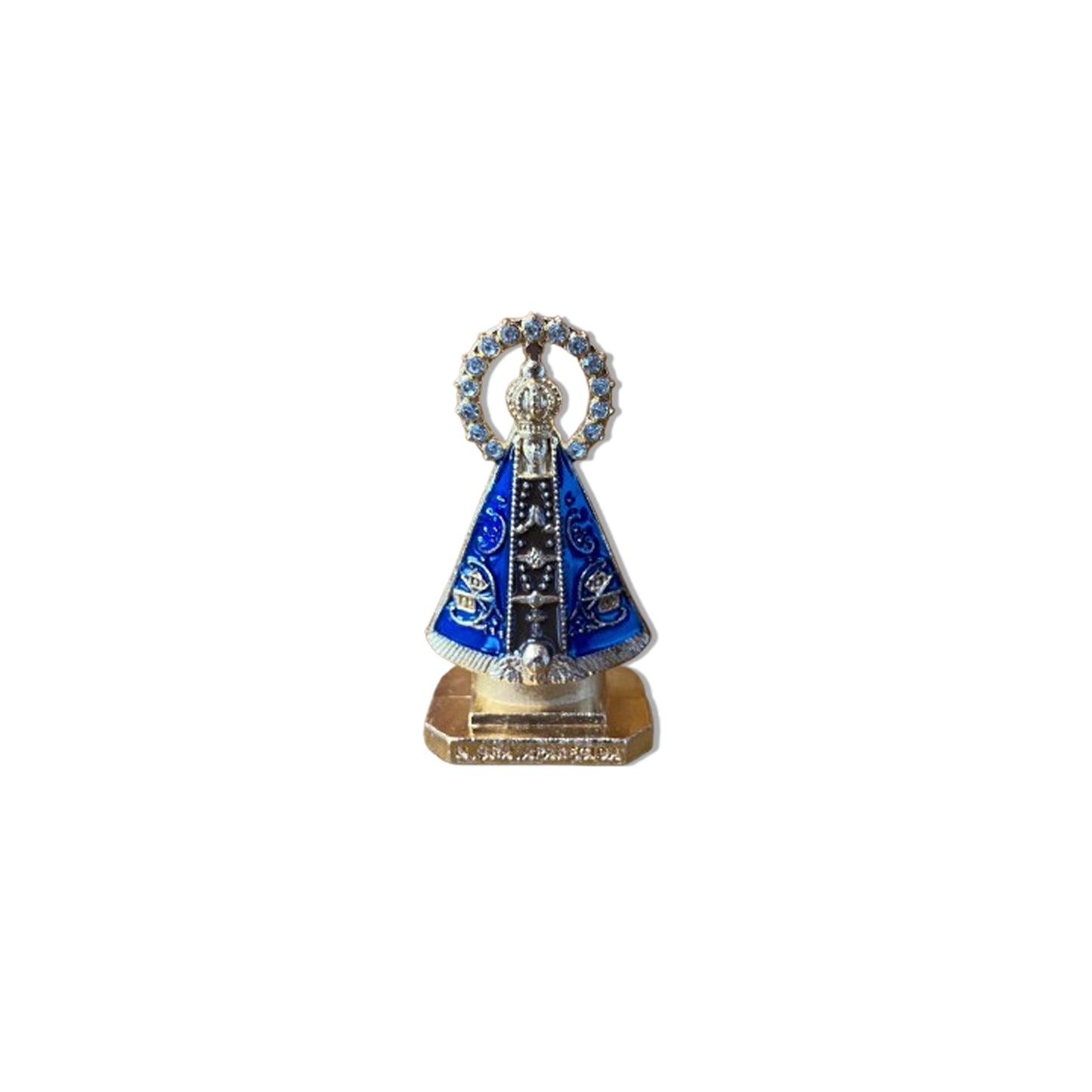 IMAGEM NOSSA SENHORA APARECIDA MARROM AUREOLA COM STRASS PARA CARRO MOD6 5,4M (12 UNIDADES)
