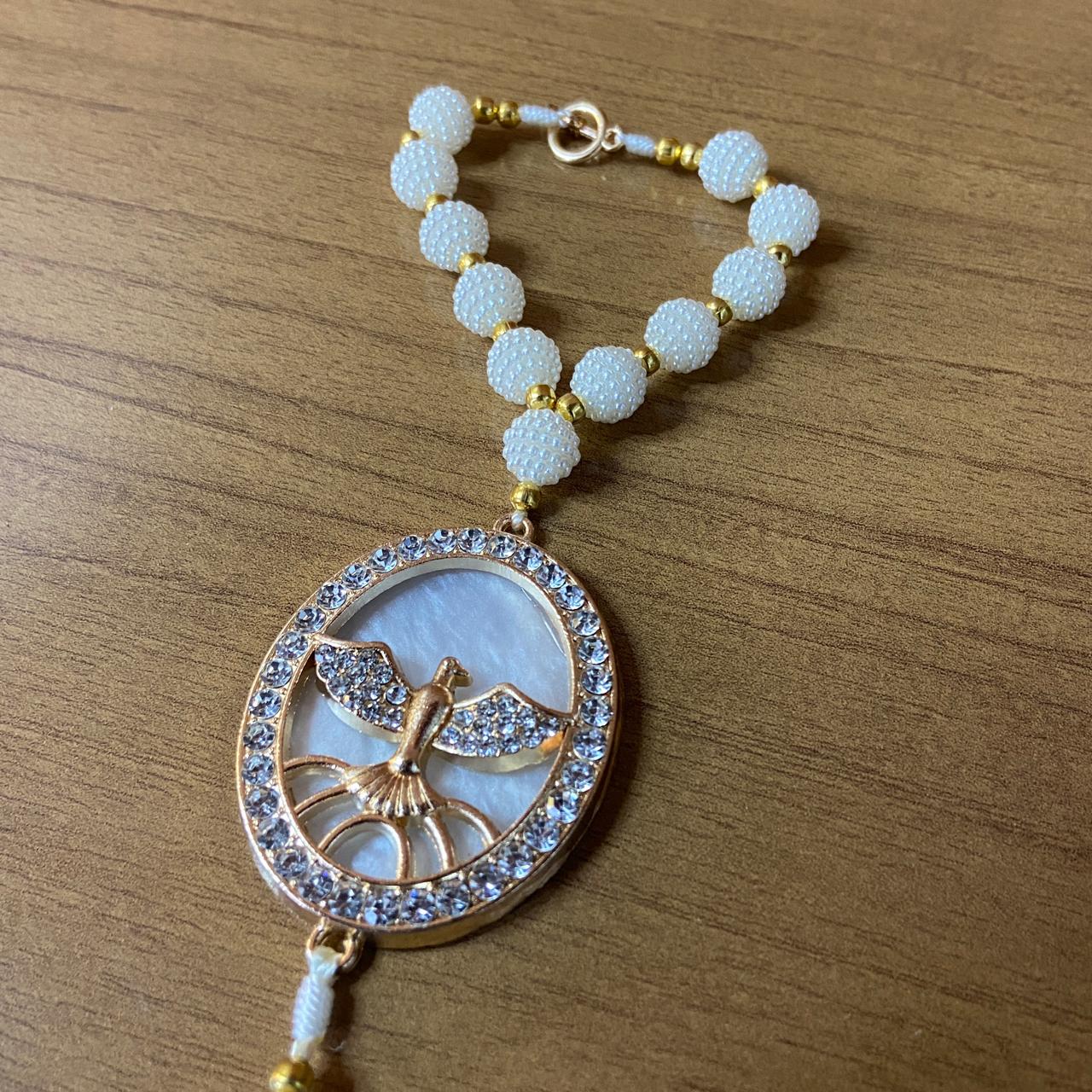 DEZENA PARA CARRO DIVINO ESPÍRITO SANTO AMORA BRANCA MOD3 10MM (3 UNIDADES)