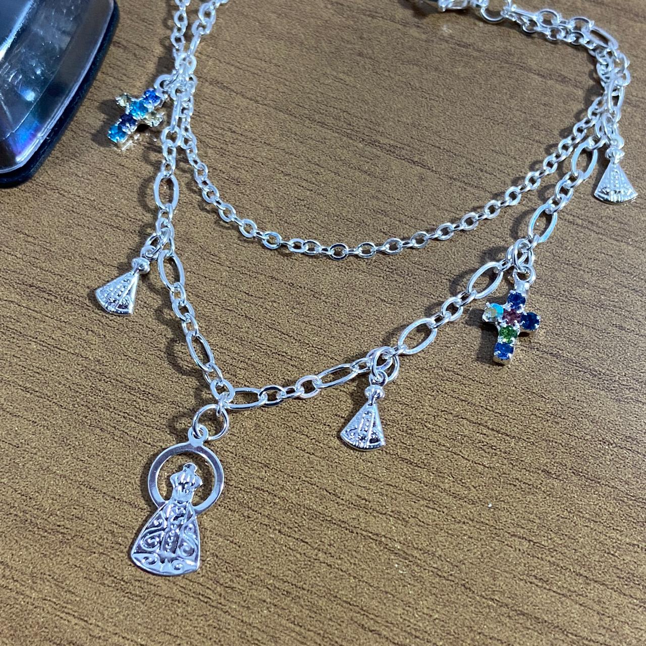 PULSEIRA PRATEADA NOSSA SENHORA APARECIDA MOD3 (3 UNIDADES)