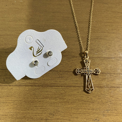 CORRENTE CRUCIFIXO COM BRINCO PONTA DE LUZ  MOD03 ( 1 UNIDADE)