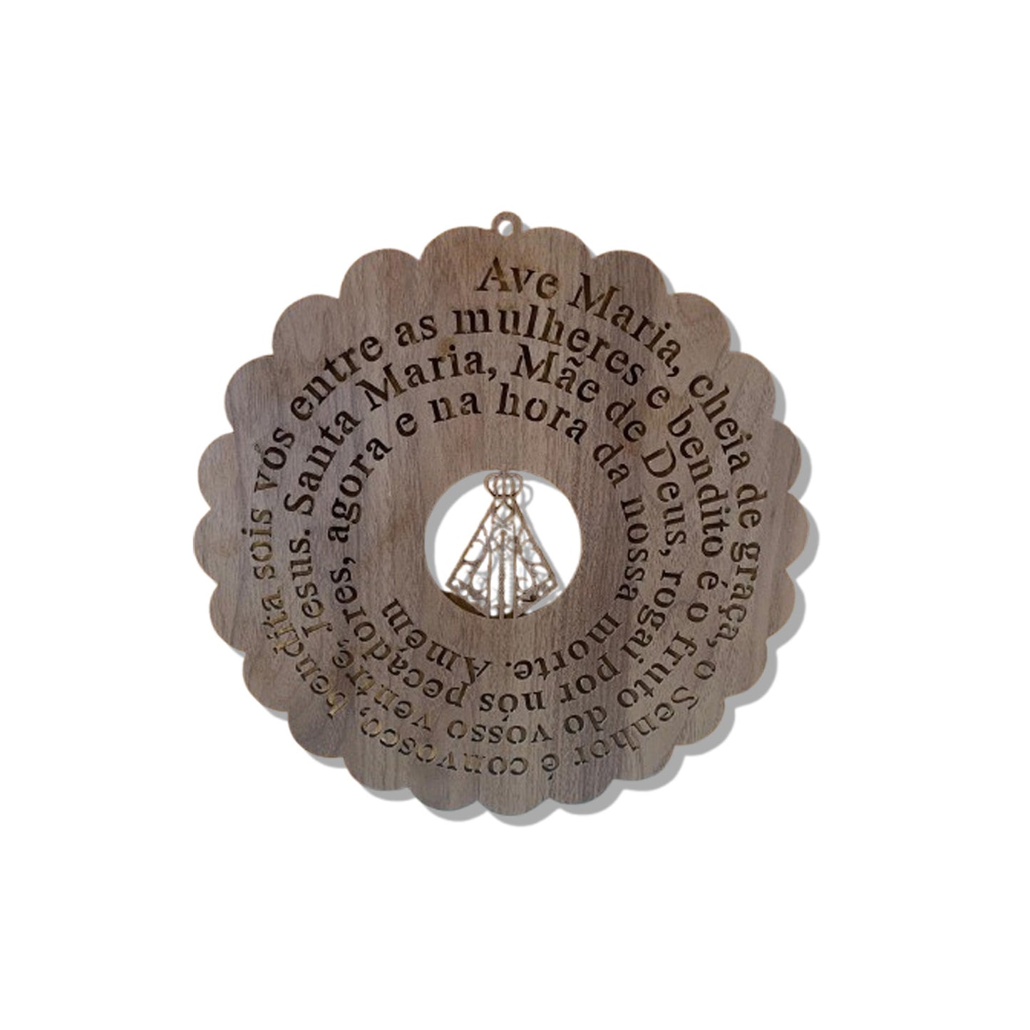MANDALA MDF TABACO ORAÇÃO AVE MARIA 30CM (1 UNIDADE)