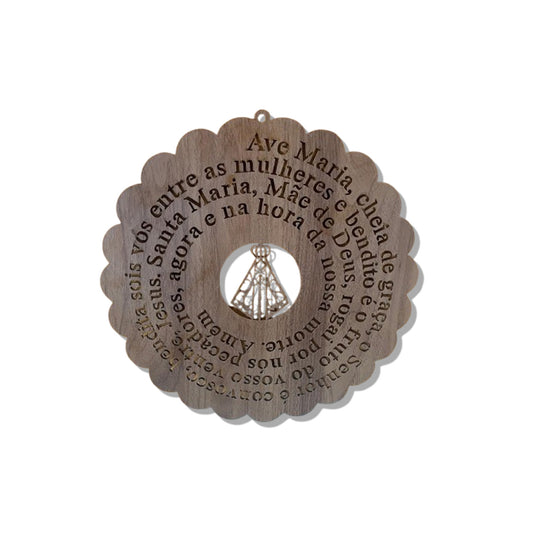 MANDALA MDF TABACO ORAÇÃO AVE MARIA 30CM (1 UNIDADE)