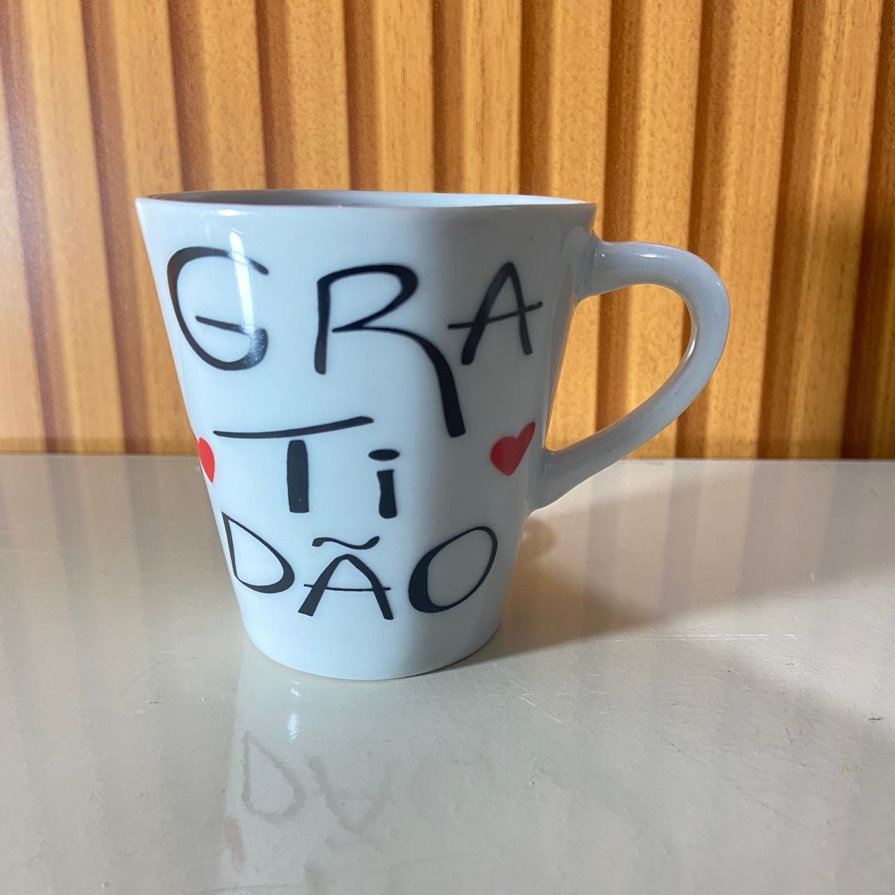 XÍCARA BRANCA GRATIDÃO MOD2 120ML (1 UNIDADE)