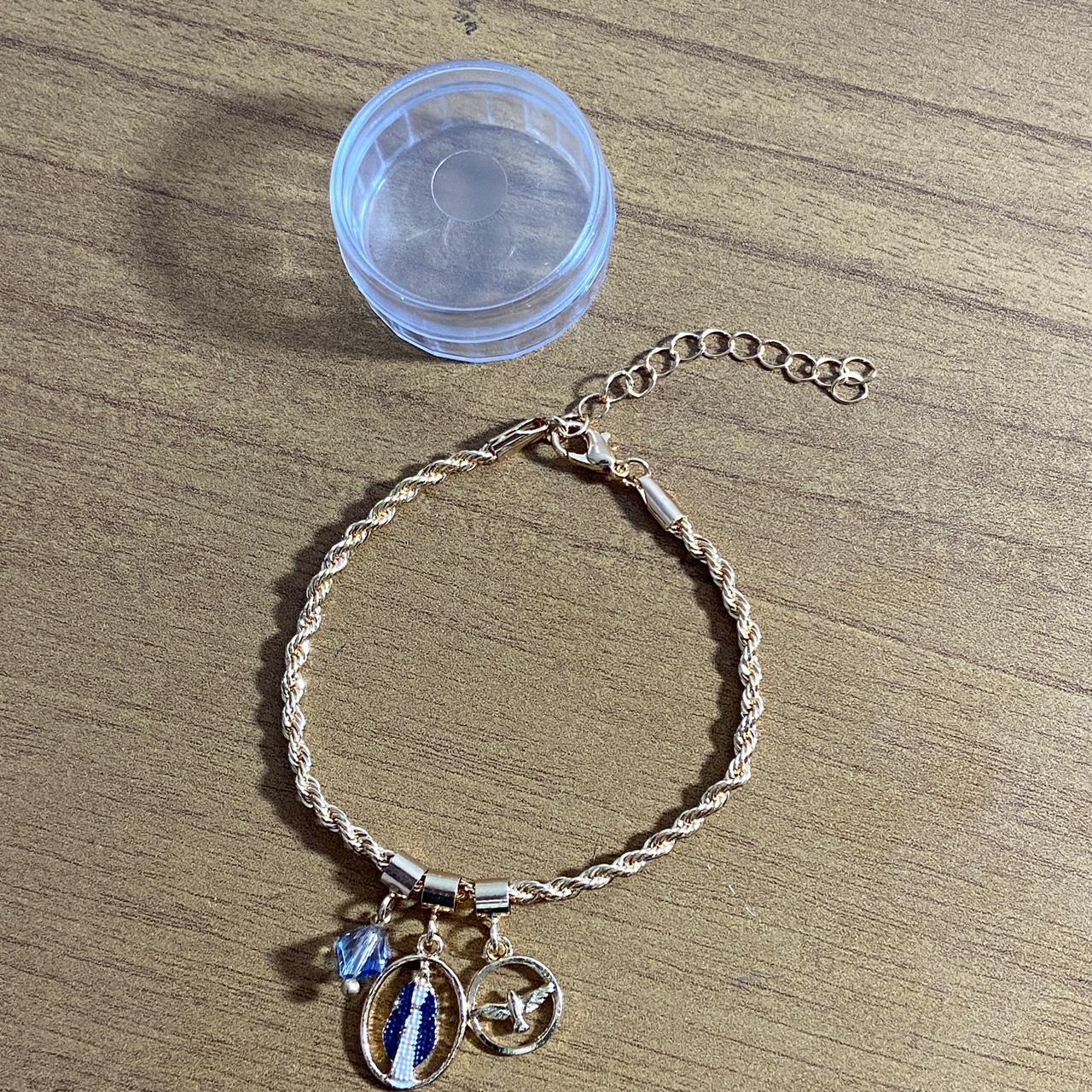 PULSEIRA DOURADA NOSSA SENHORA DAS GRAÇAS COM CRISTAL (6 UNIDADES)