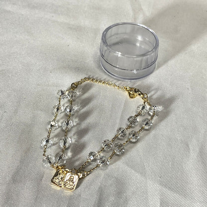 PULSEIRA ESCAPULARIO CRISTAL TRANSPARENTE (3 UNIDADES)