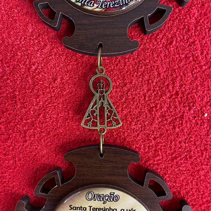 ADORNO DUPLO SANTA TERESINHA COM MEDALHA (1 UNIDADE)