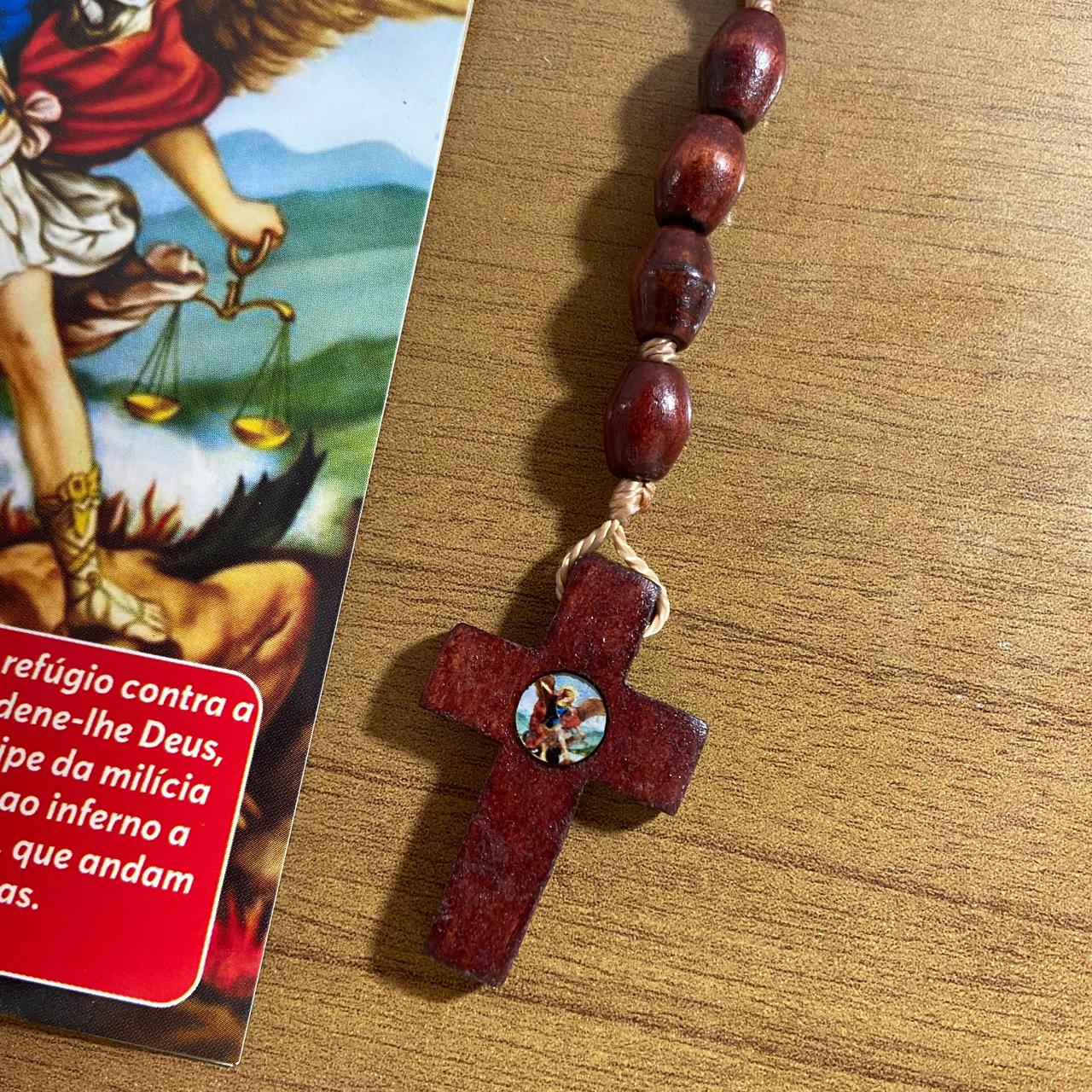 TERÇO DE MADEIRA SÃO MIGUEL ARCANJO MOD3 8MM (3 UNIDADES)