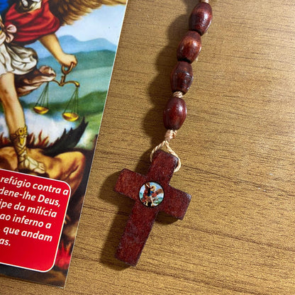 TERÇO DE MADEIRA SÃO MIGUEL ARCANJO MOD3 8MM (3 UNIDADES)