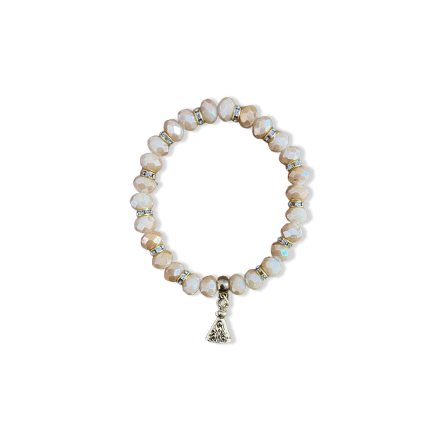 PULSEIRA CRISTAL BEGE NOSSA SENHORA APARECIDA  (06 UNIDADES)