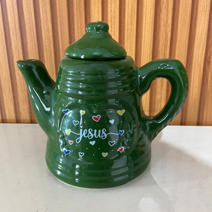 BULE DE PORCELANA VERDE JESUS 600ML (1 UNIDADE)