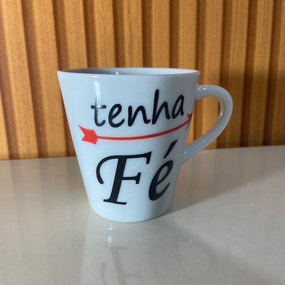 XÍCARA BRANCA TENHA FÉ MOD1 120ML (1 UNIDADE)