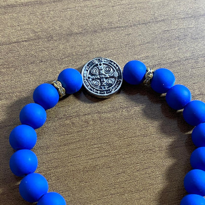 PULSEIRA AZUL MEDALHA SÃO BENTO  (6 UNIDADES)