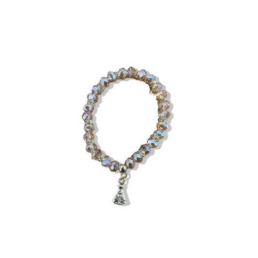 PULSEIRA CRISTAL BEGE TRANSPARENTE NOSSA SENHORA APARECIDA  (06 UNIDADES)
