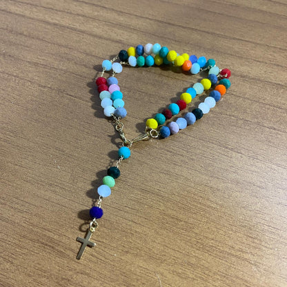 TERÇO PULSEIRA CRISTAL COLORIDA  (3 UNIDADES)