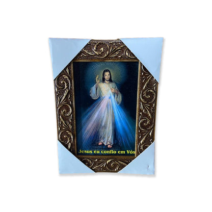 QUADRO COM MOLDURA RESINADO JESUS MISERICORDIOSO  20,5X15,5 (1 UNIDADE)