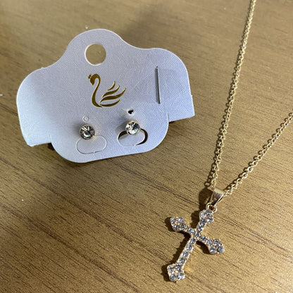 CORRENTE CRUCIFIXO COM BRINCO PONTA DE LUZ  MOD01 ( 1 UNIDADE)