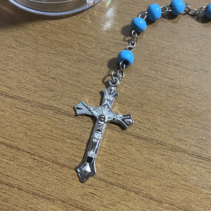 TERÇO DE MADEIRA AZUL EUCARISTIA 06MM (6 UNIDADES)