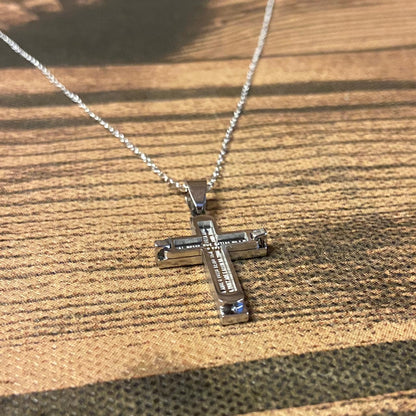 CORRENTE AÇO INOX CRUCIFIXO PAI NOSSO MOD5  (1 UNIDADES)