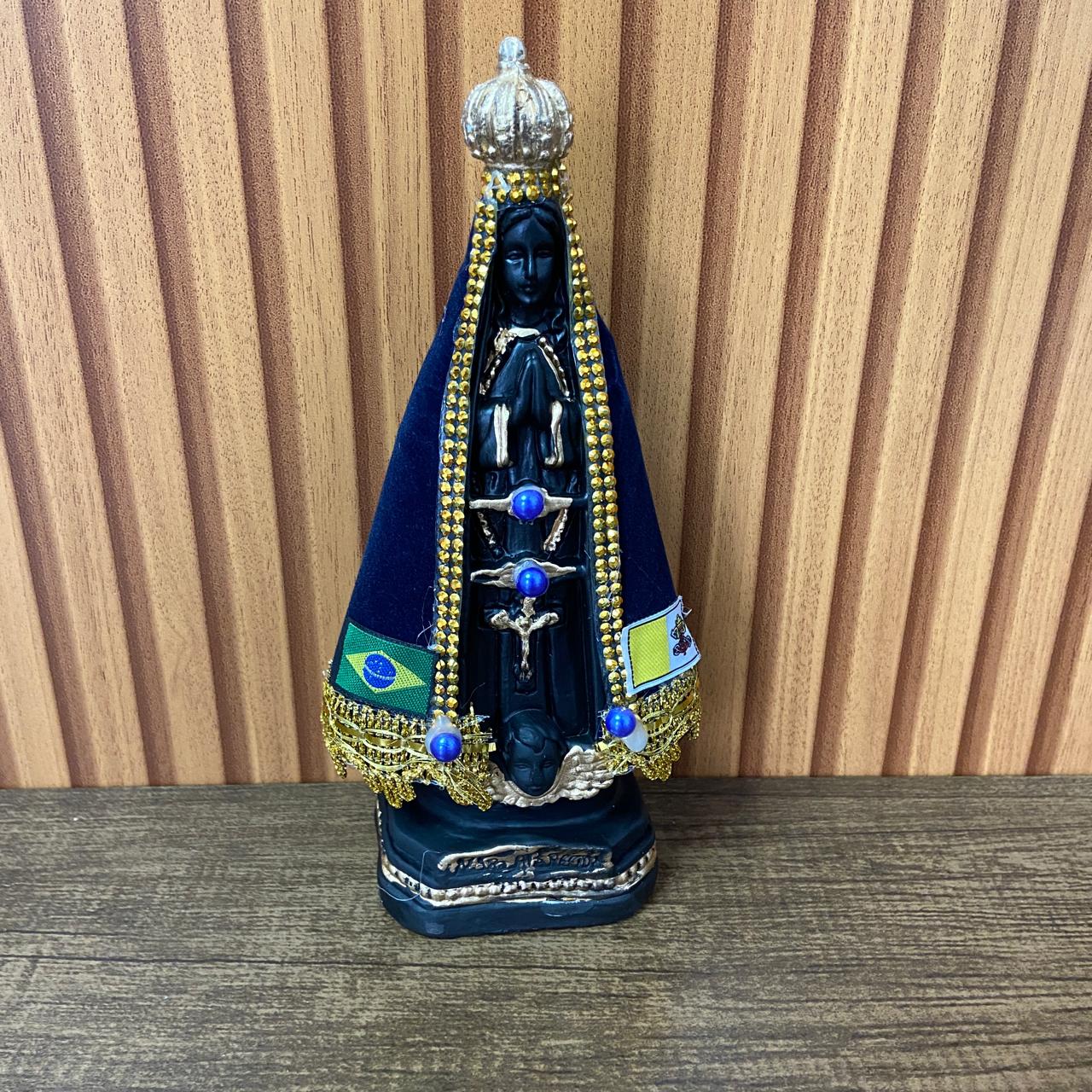 IMAGEM DE GESSO NOSSA SENHORA APARECIDA COM MANTO E STRASS MOD1 22CM (1 UNIDADE)