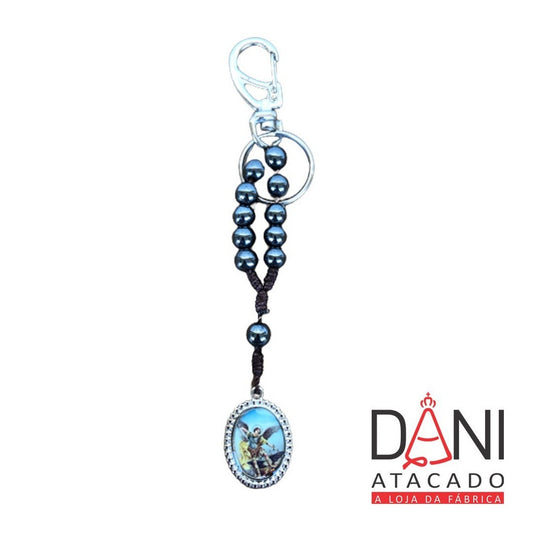 CHAVEIRO DEZENA HEMATITA SÃO MIGUEL ARCANJO (3 UNIDADES)