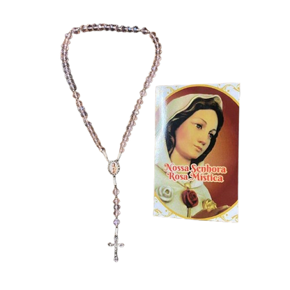 TERÇO CRISTAL ROSA MÍSTICA 8MM (1 UNIDADE)