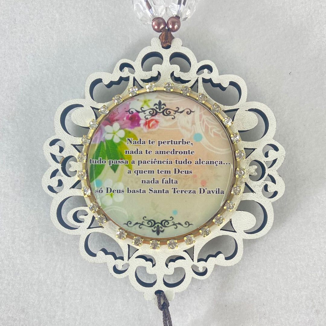 MEDALHÃO DE PORTA RESINADO COM STRASS SANTA TERESA D'AVILA (1 UNIDADE)