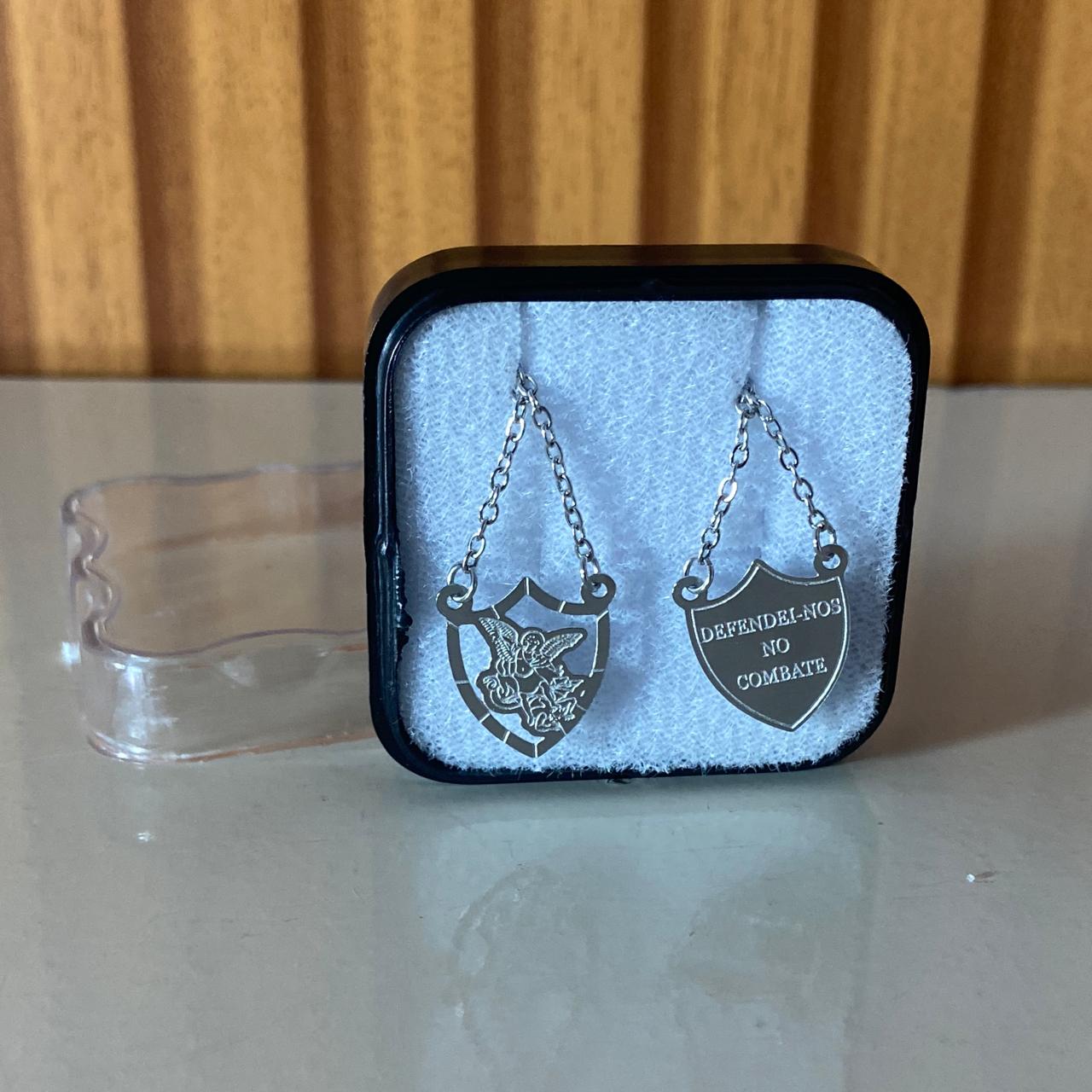 ESCAPULÁRIO INOX SÃO MIGUEL ARCANJO ESCUDO (6 UNIDADES)