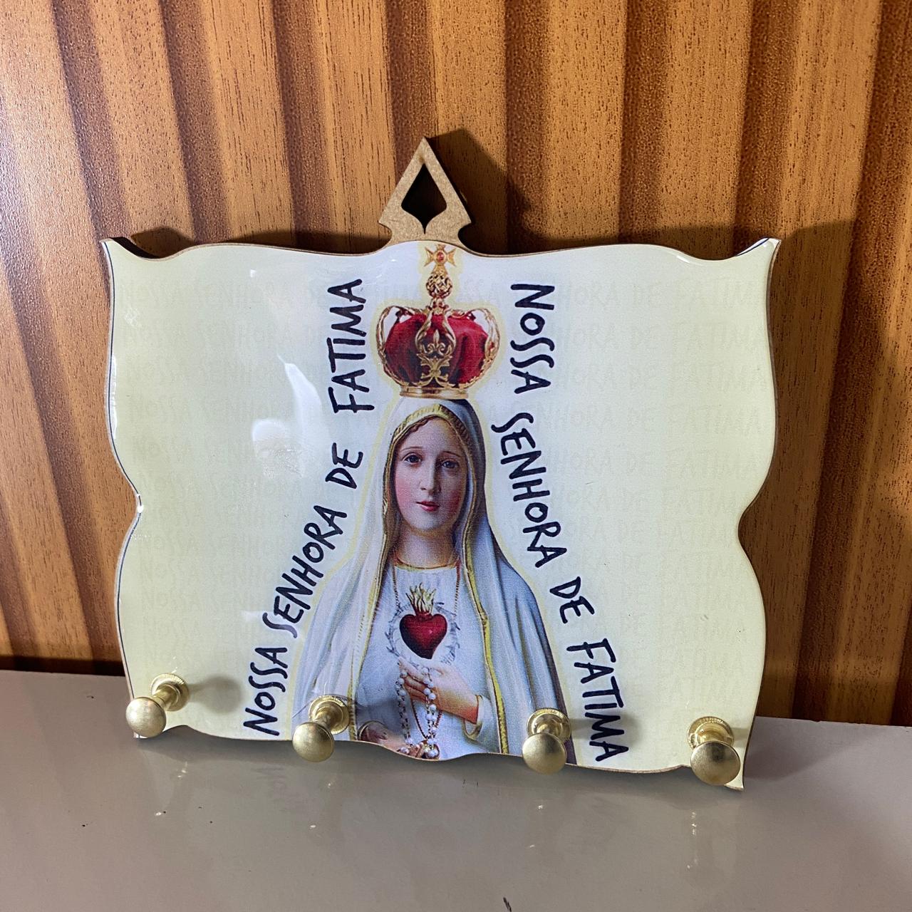 PORTA CHAVE RESINADO NOSSA SENHORA DE FÁTIMA MOD2 14CM (1 UNIDADE)