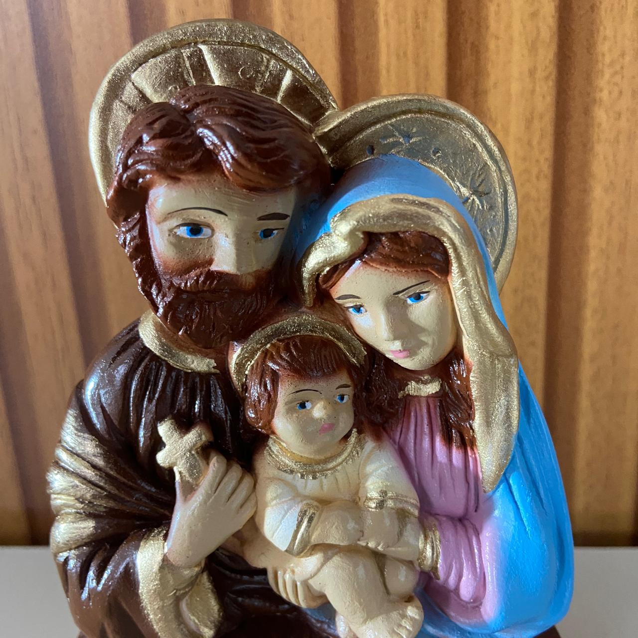 BUSTO DE GESSO SAGRADA FAMÍLIA  13CM (1 UNIDADE)