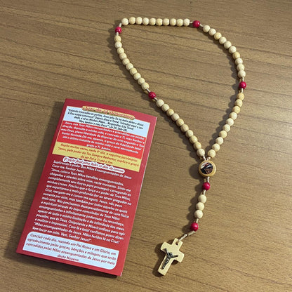 TERÇO DE MADEIRA MÃOS ENSANGUENTADAS DE JESUS 6MM MOD4 (3 UNIDADES)