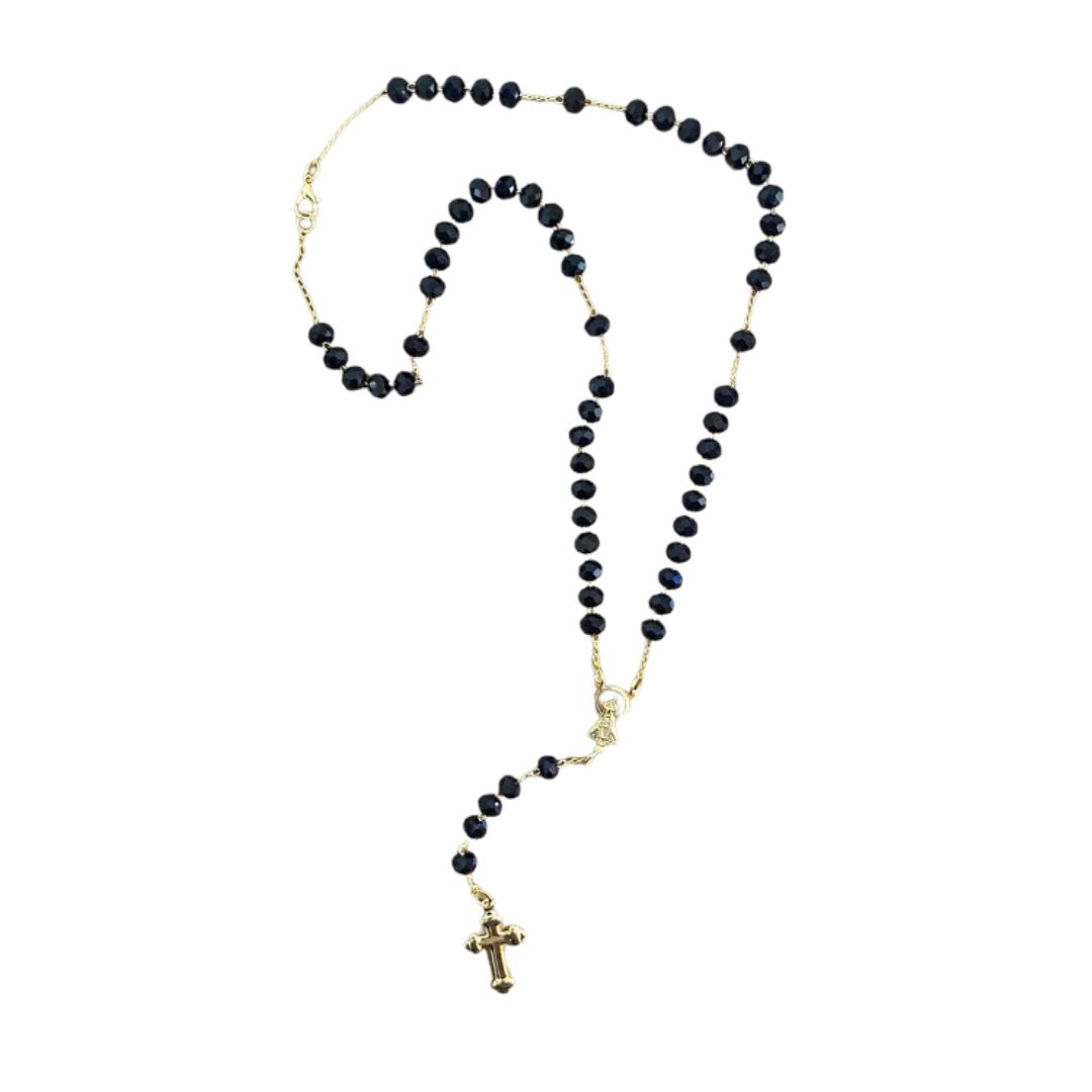 CORRENTE TERÇO CRISTAL NOSSA SENHORA APARECIDA PRETO 04MM  (1 UNIDADE)