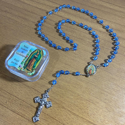 TERÇO SEMICRISTAL NA CAIXINHA NOSSA SENHORA DE GUADALUPE 6MM (6 UNIDADES)