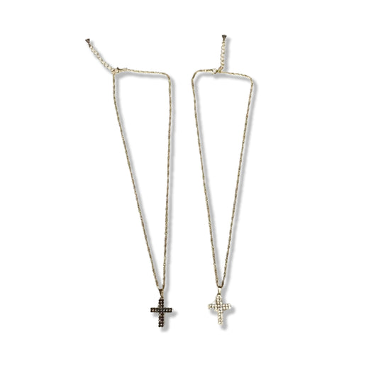 CORRENTE DOURADA CRUZ COM STRASS MOD1 (3 UNIDADES)
