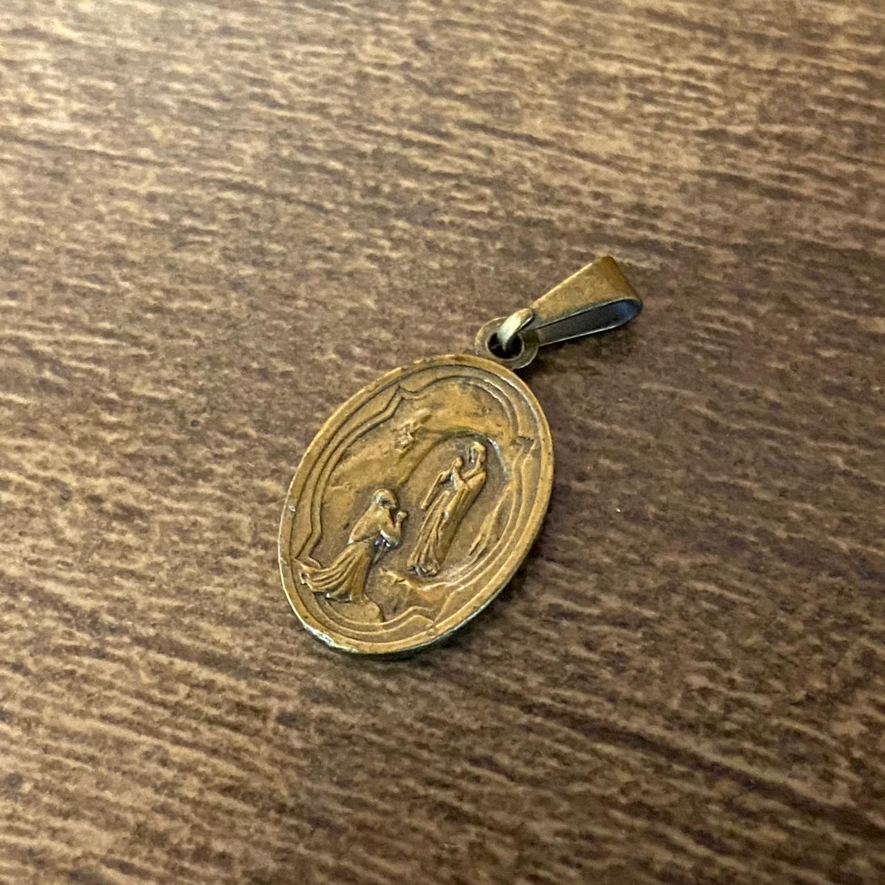 MEDALHA ITALIANA OURO VELHO NOSSA SENHORA DE LOURDES E SAGRADO CORAÇÃO DE JESUS (6 UNIDADES)