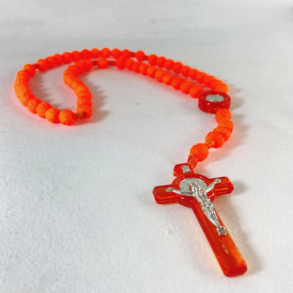 TERÇO CONTA DE ROSAS LARANJA 8MM (6 UNIDADES)