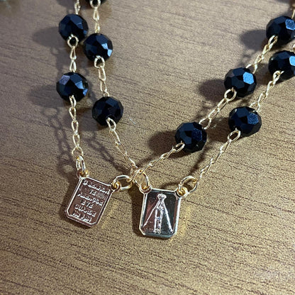 PULSEIRA ESCAPULARIO CRISTAL PRETO (3 UNIDADES)